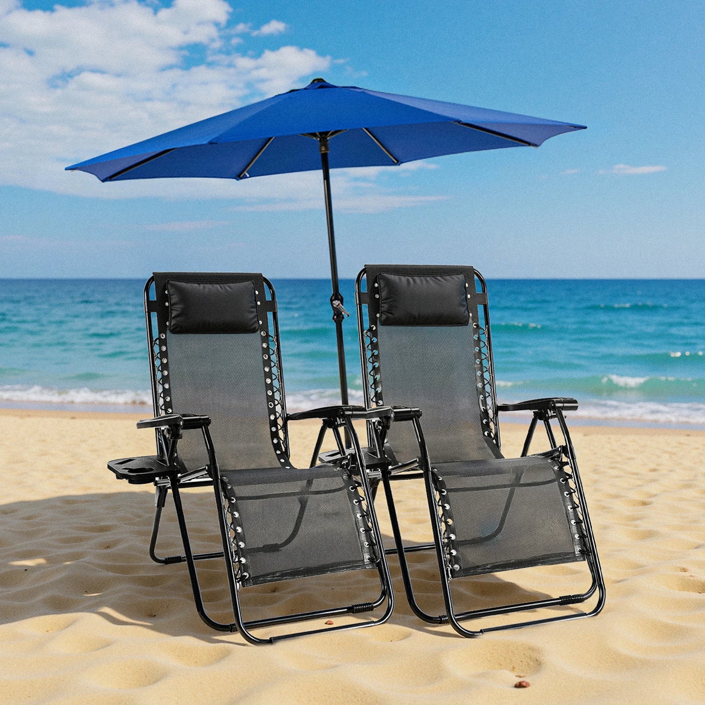 JHK Zero Gravity Portable Recliner Outdoor Lounge Chair Cup Holder