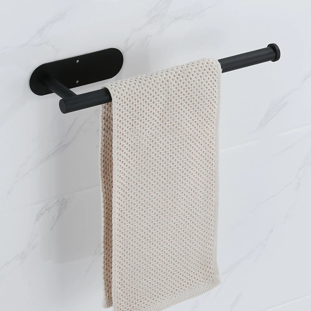 Stainless Steel Adhesive Towel Bar with Hook for Bathroom Kitchen