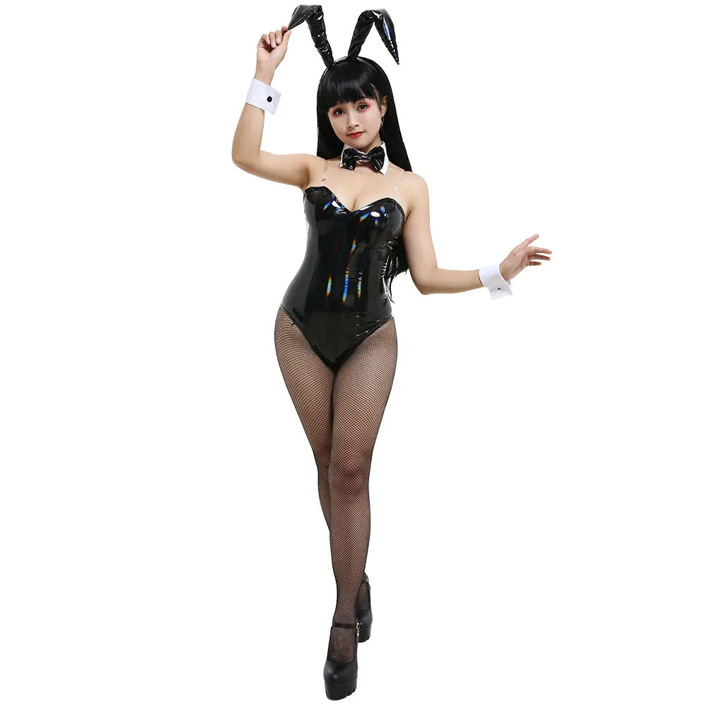 Women's Bunny Girl One Piece Bodysuit Cosplay Costume With Headdress