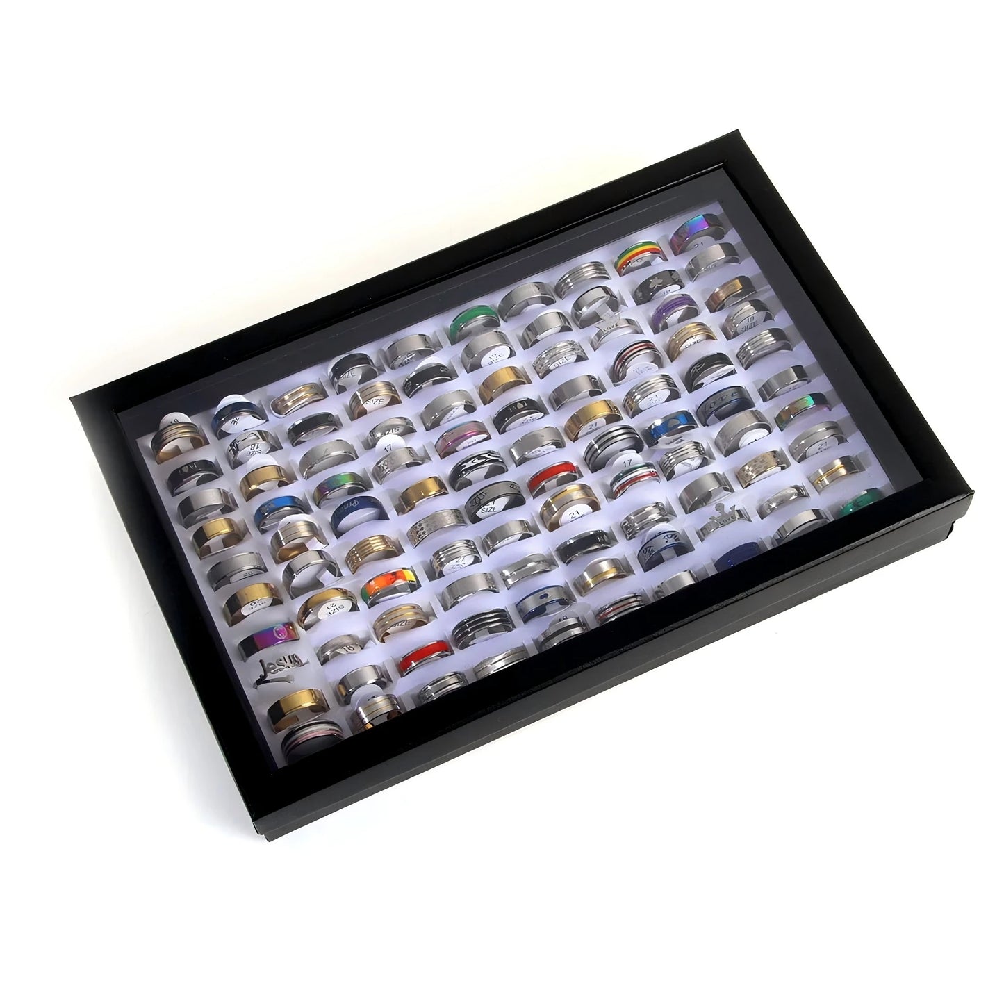 Stainless Steel Ring Set 100 Pcs Unisex Mixed Styles