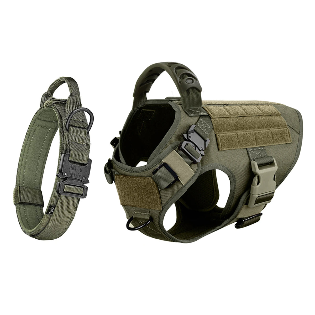 Adjustable Tactical Nylon Dog Harness And Collar Set For Training
