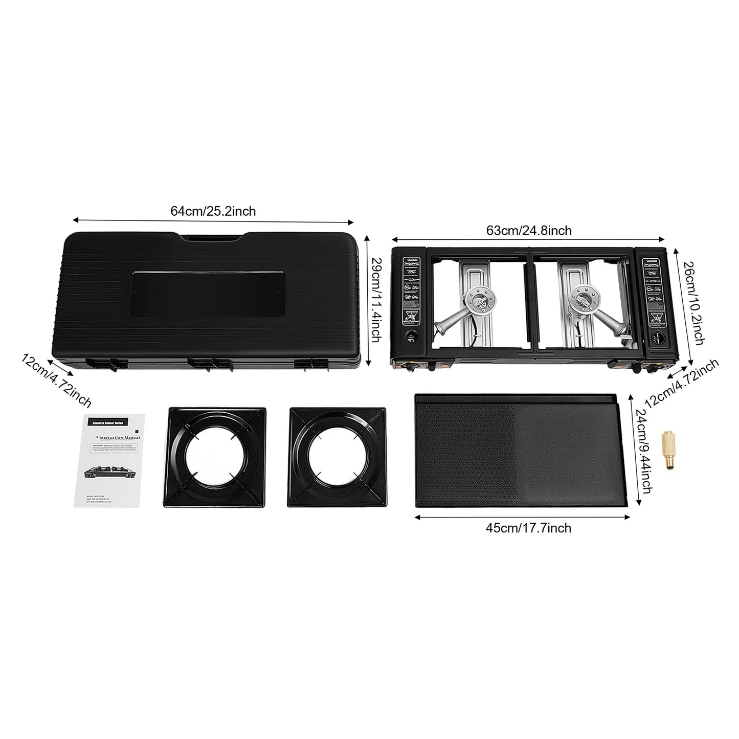 Portable 2500W Camping Stove With Two Burners And Baking Tray