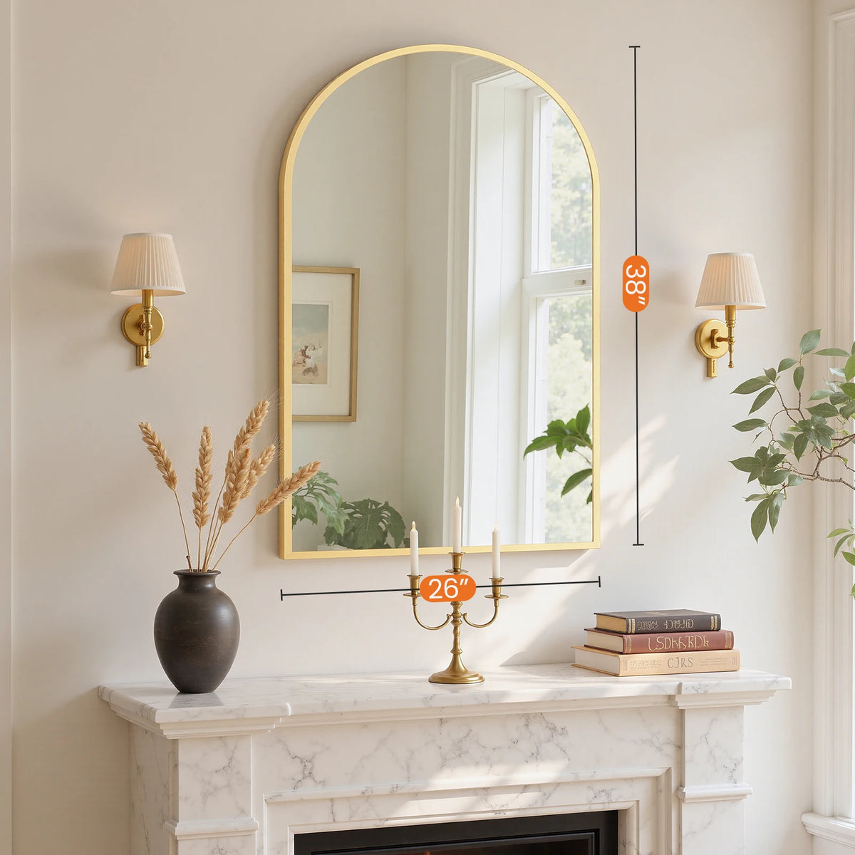 MCQ Arched Wall Mount Bathroom Mirror With Aluminum Frame