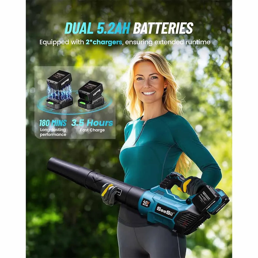 Seesii 40V Brushless Electric Turbo Blower Cordless Leaf Blower