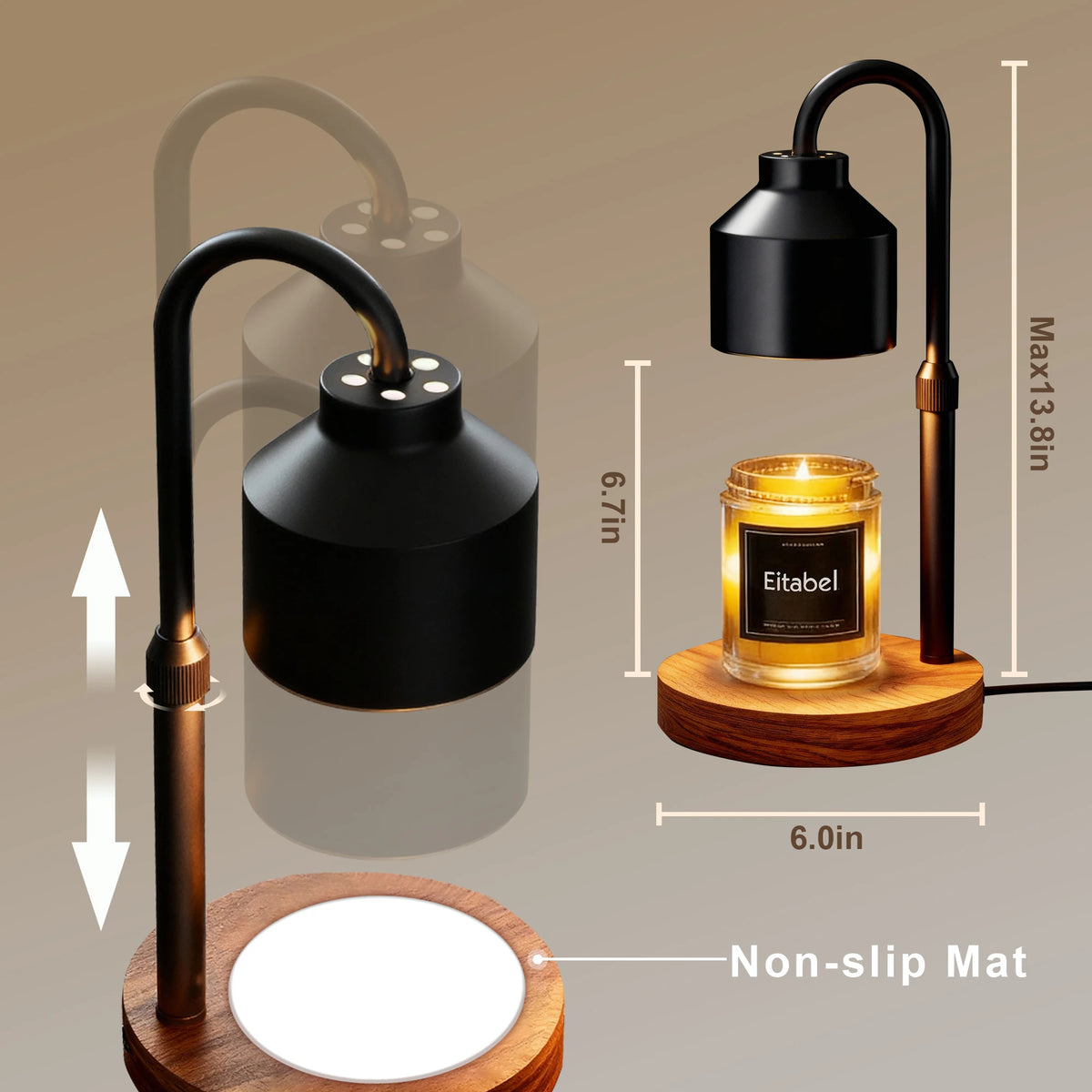 Electric Candle Warmer Lamp With Timer And Adjustable Height
