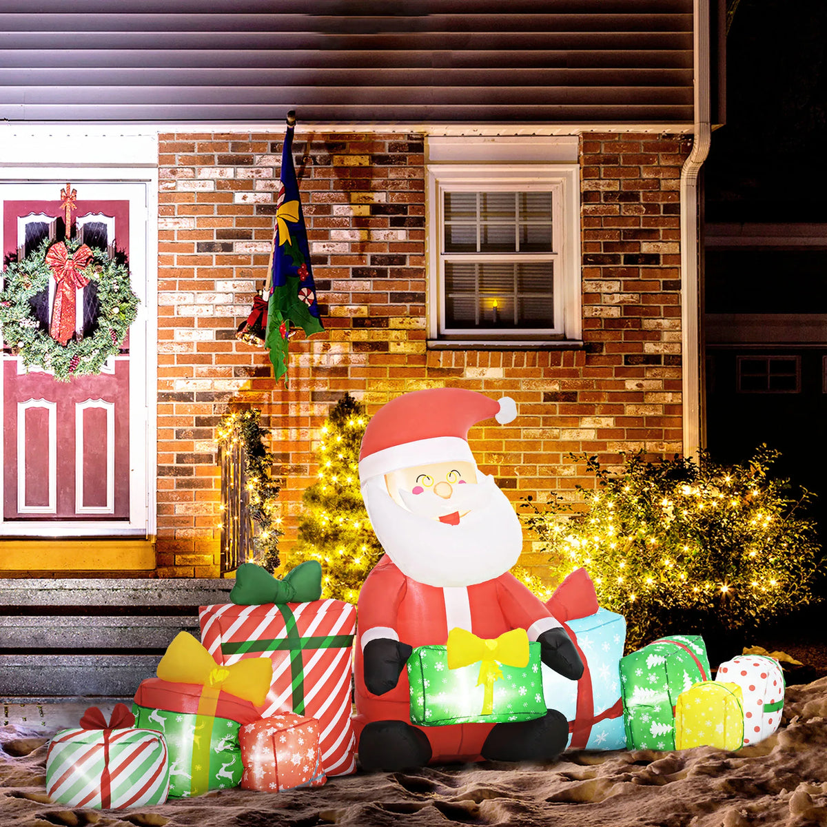 Outsunny Christmas Inflatable Santa Claus Gift Boxes And LED Lights