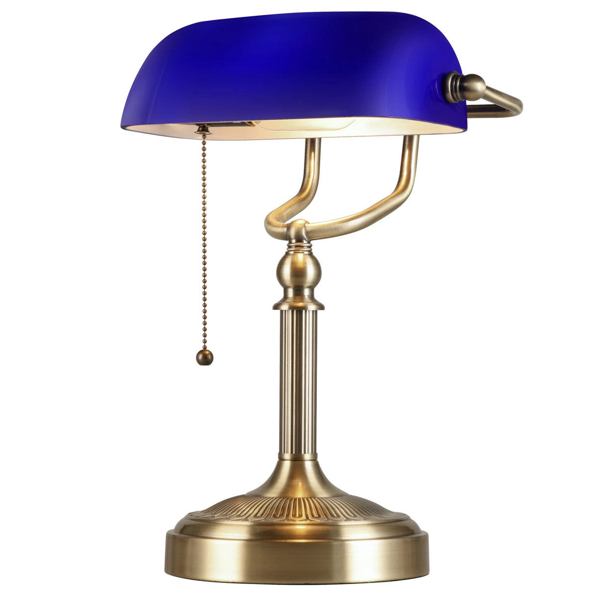 Classic Glass Banker Lamp With Pull Chain E27 Desk Light