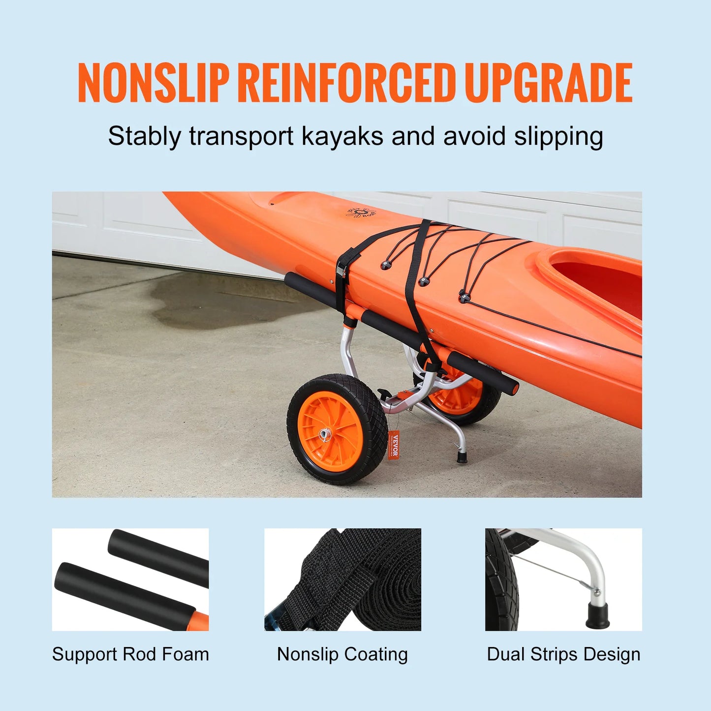 SucceBuy Detachable Aluminum Kayak Cart With Adjustable Width Frame