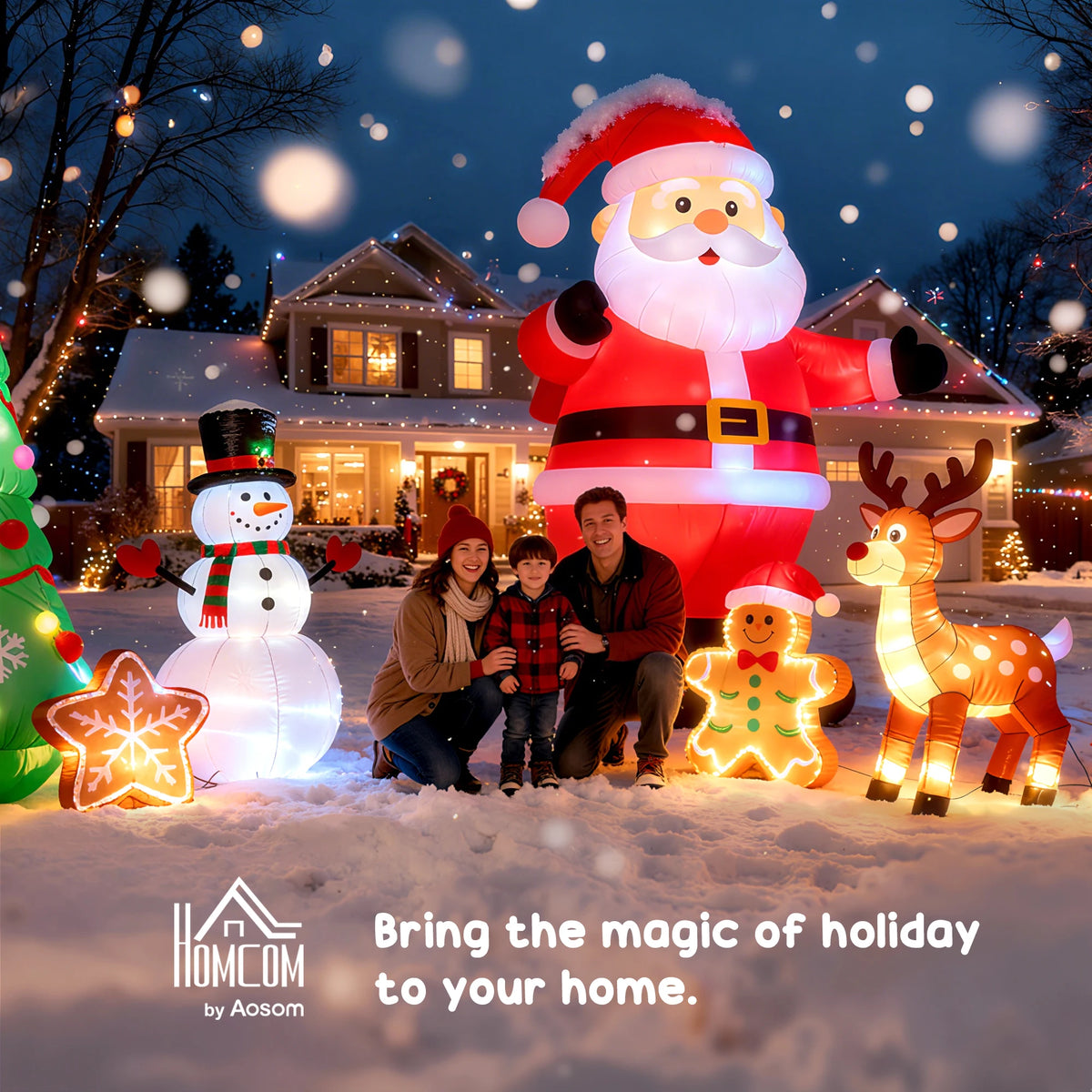 HOMCOM Christmas Inflatable Santa With Candy Cane And LED Lights