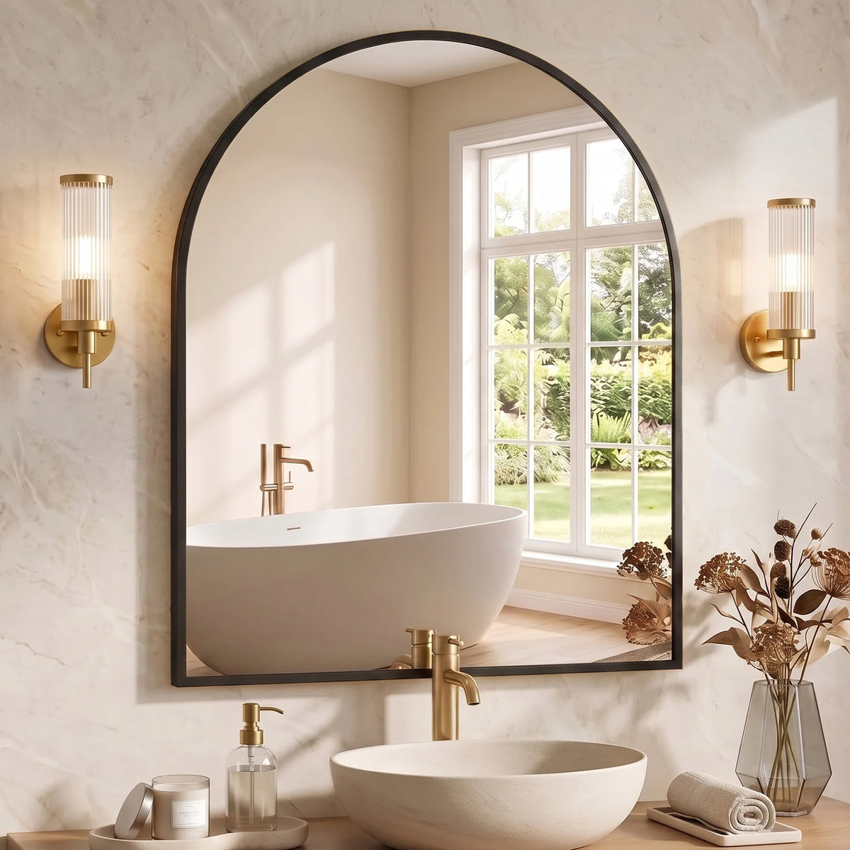 MCQ Arched Wall Mount Bathroom Mirror With Aluminum Frame
