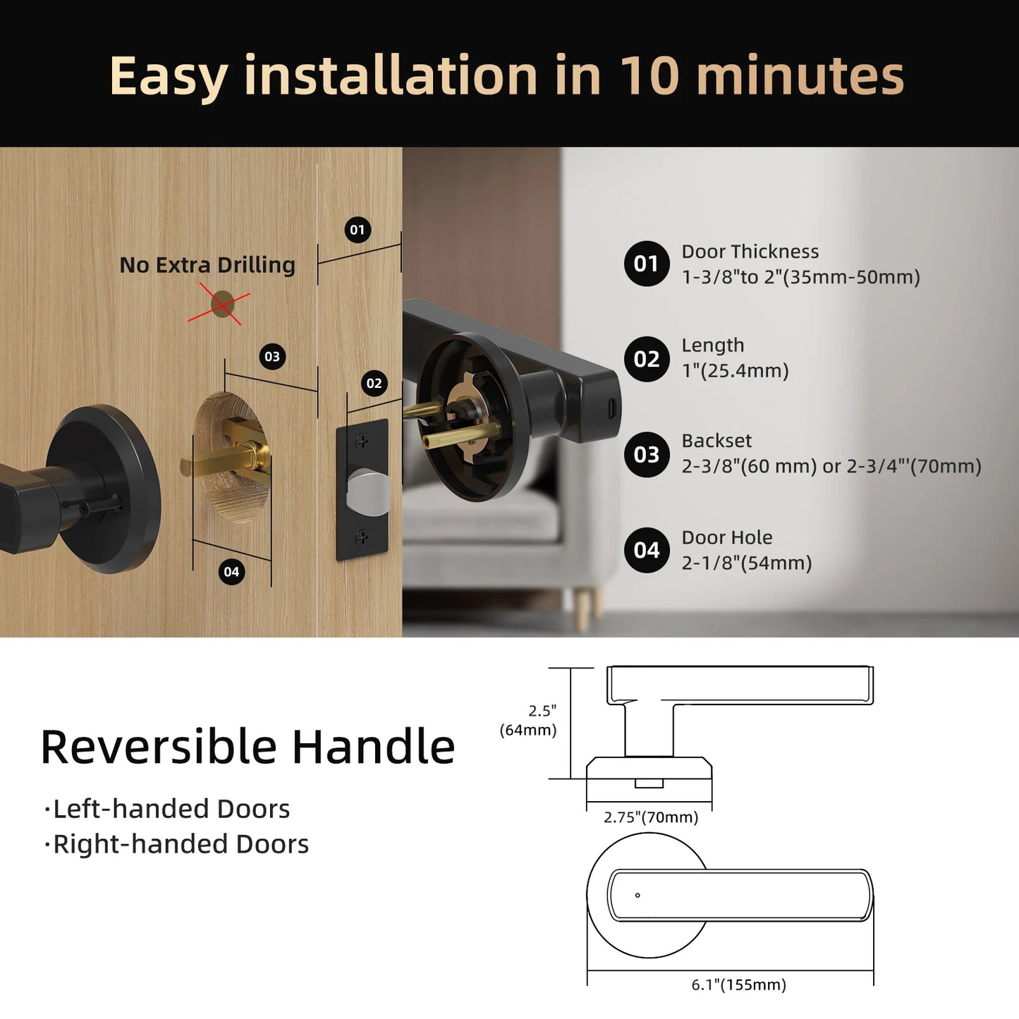 Viladepot Smart Fingerprint Door Lock With App Control
