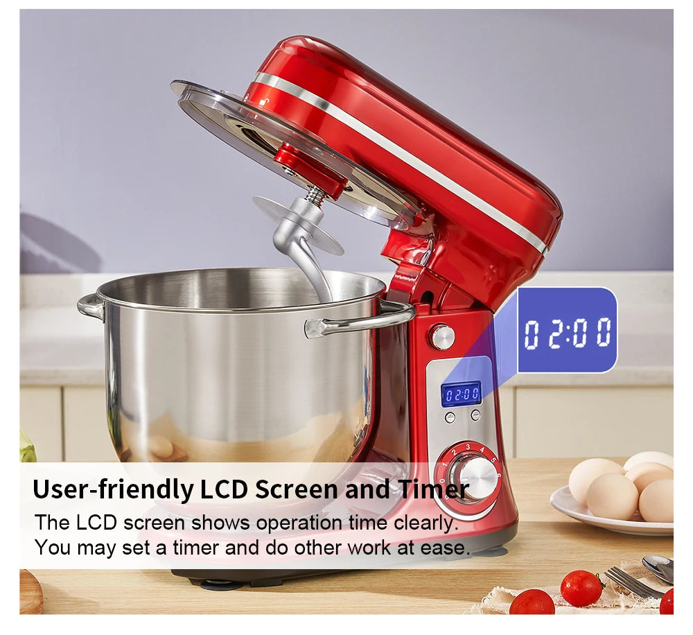 BioloMix Quiet Motor Tilt Head Stand Mixer Six Speed Control