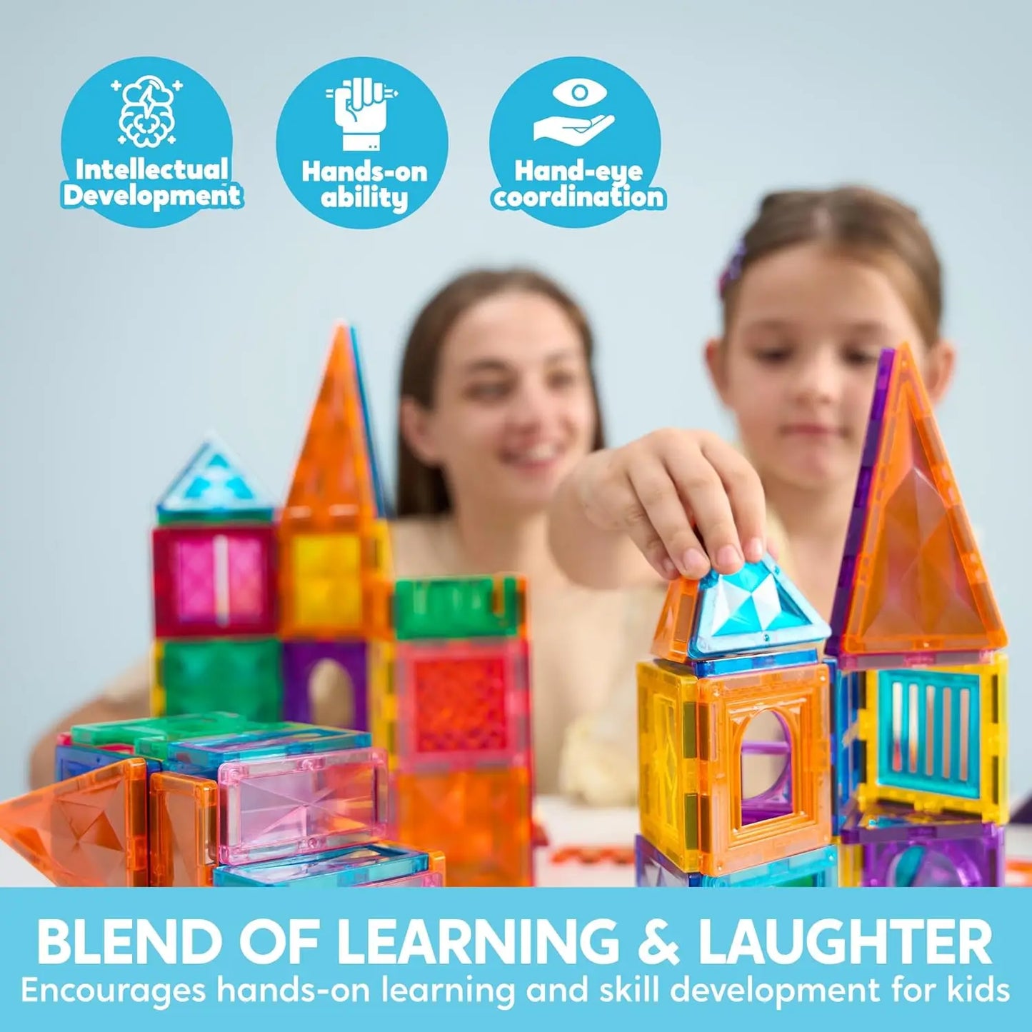 Joyfy 66 Piece Magnetic Building Tiles STEM Toy For Kids