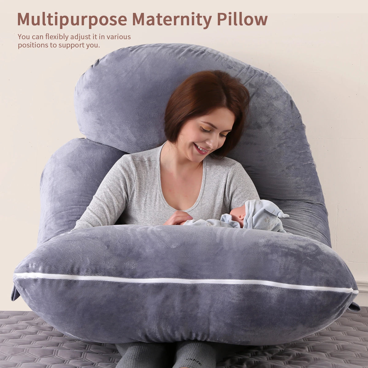 G Shaped Full Body Maternity Pillow With Removable Cotton Cover