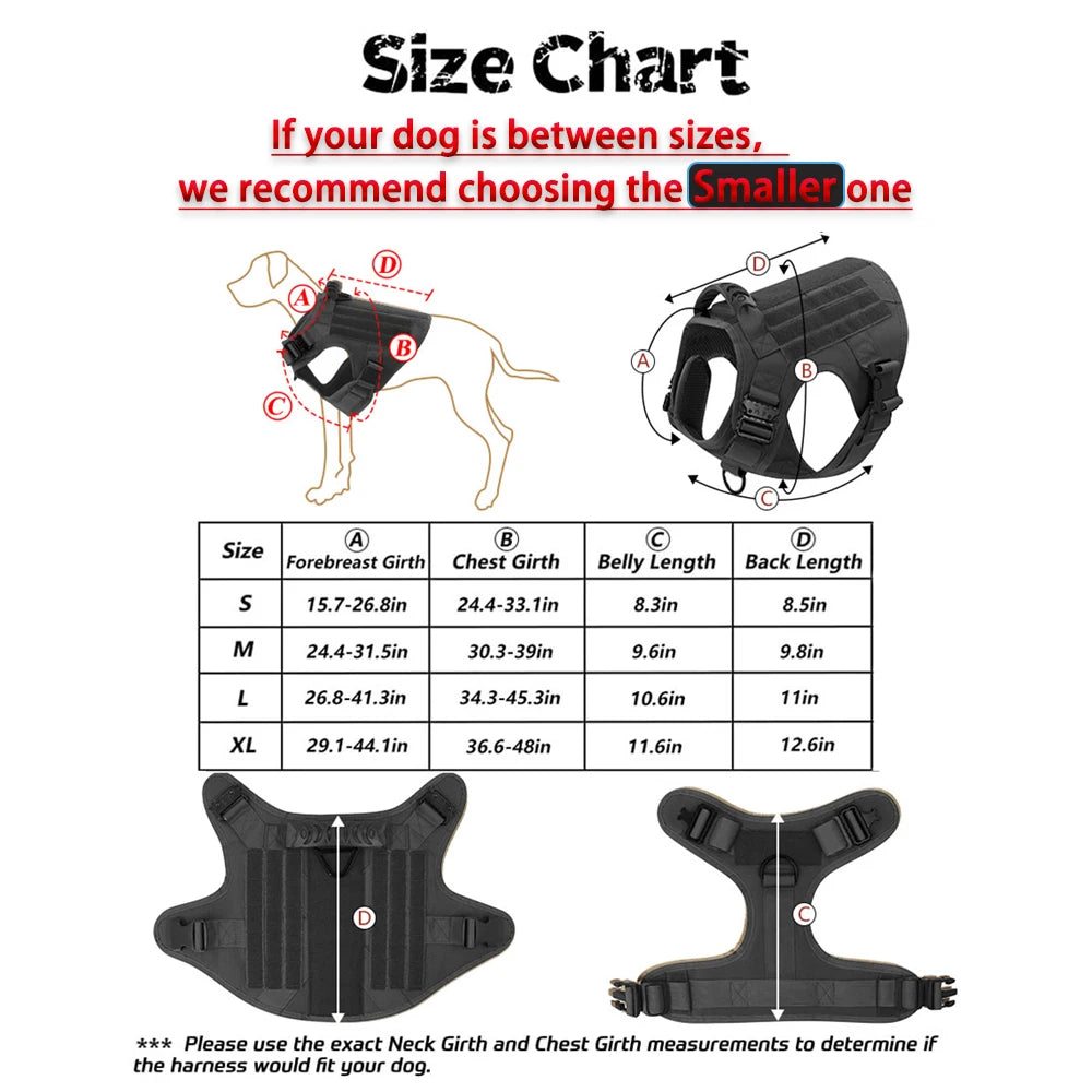 PETRAVEL Tactical Dog Harness with MOLLE Pouches for Training and Walking
