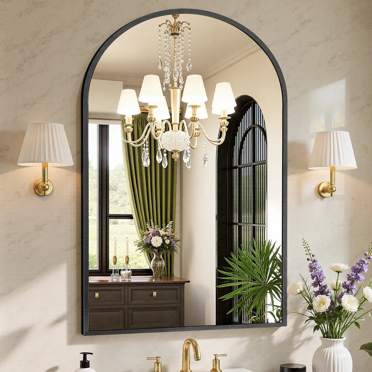 MCQ Arched Wall Mount Bathroom Mirror With Aluminum Frame