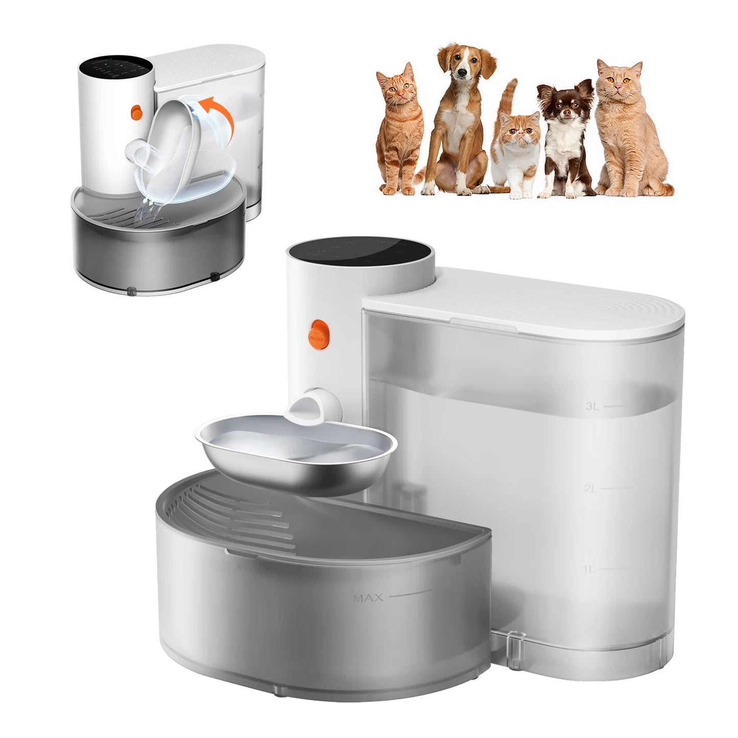Petgravity Automatic Cat Water Dispenser Stainless Steel Drinking Bowl