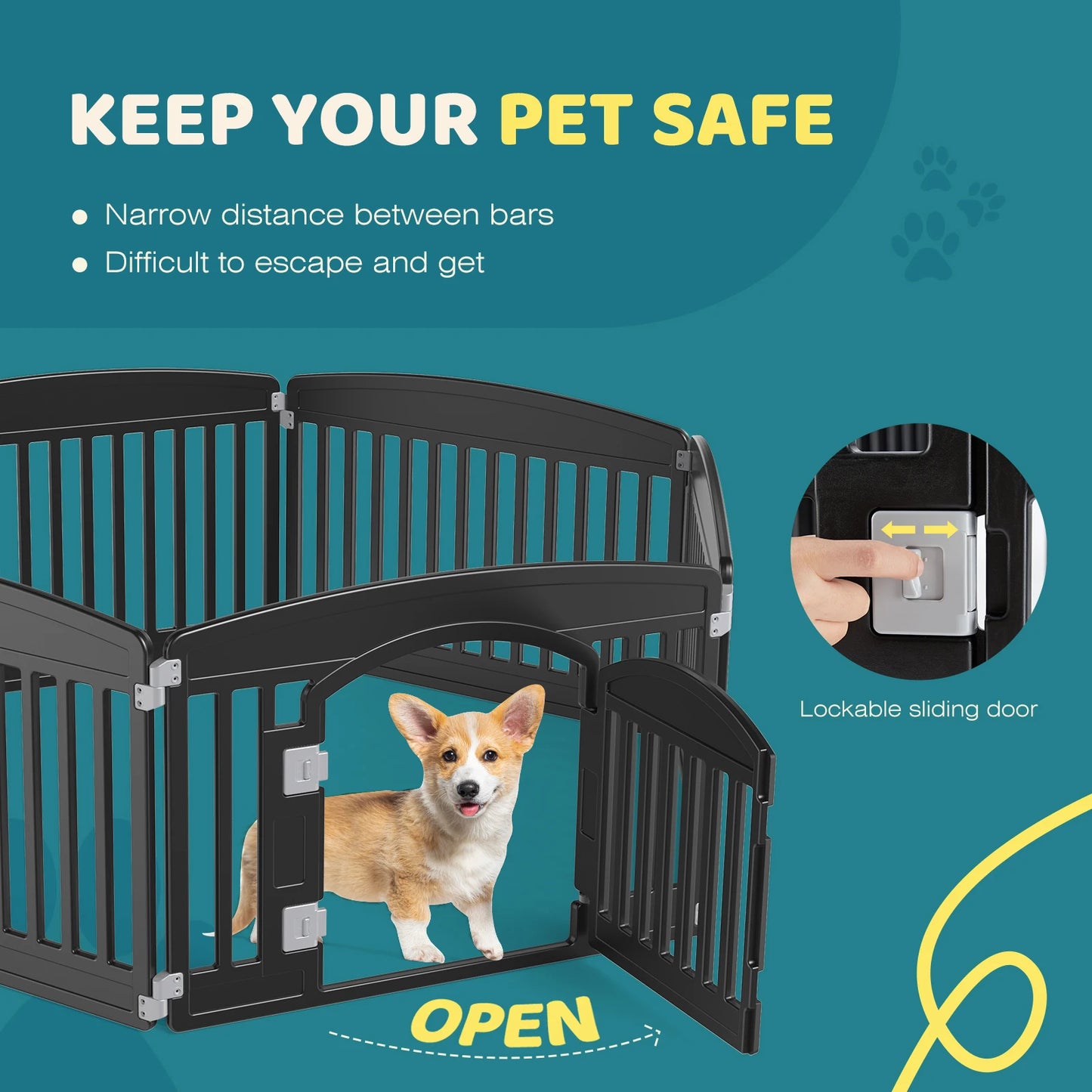 JHK Plastic Dog Playpen Expandable Pet Fence For Medium Dogs