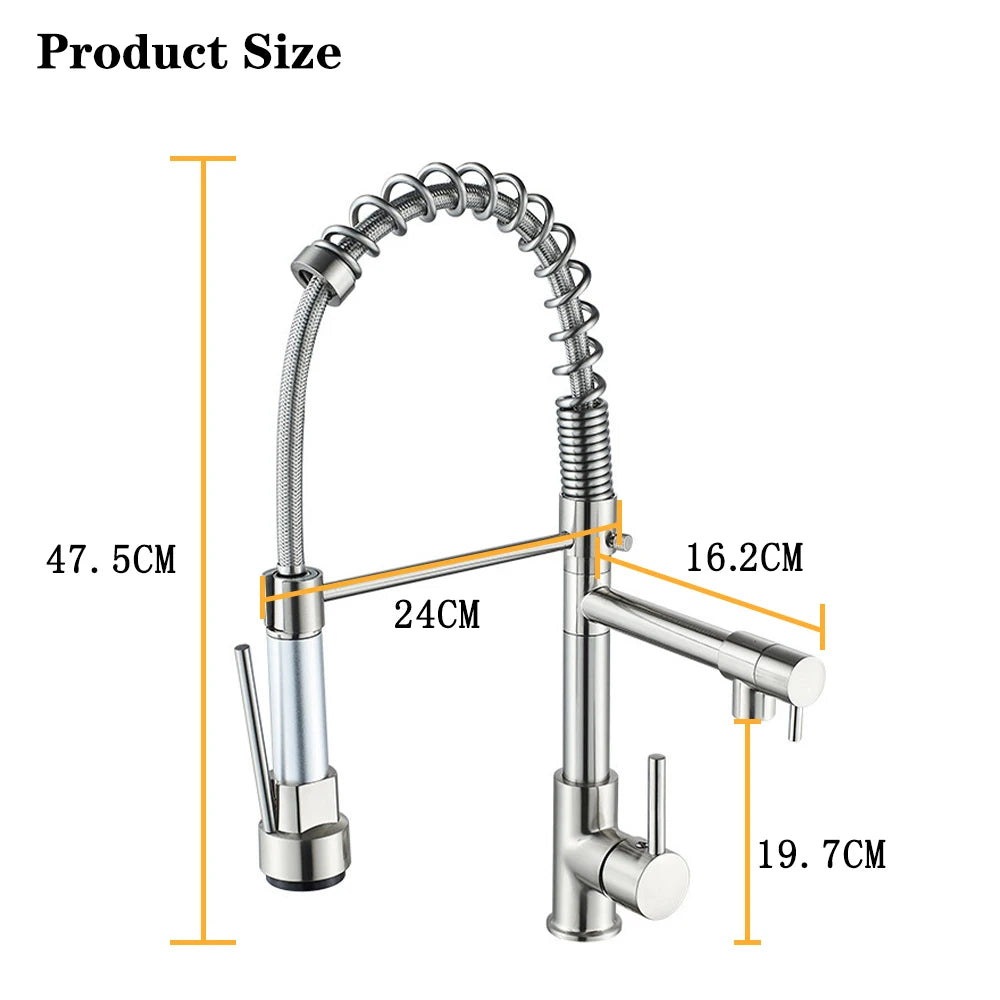 DQOK Spring Pull Down Kitchen Faucet With Dual Spout
