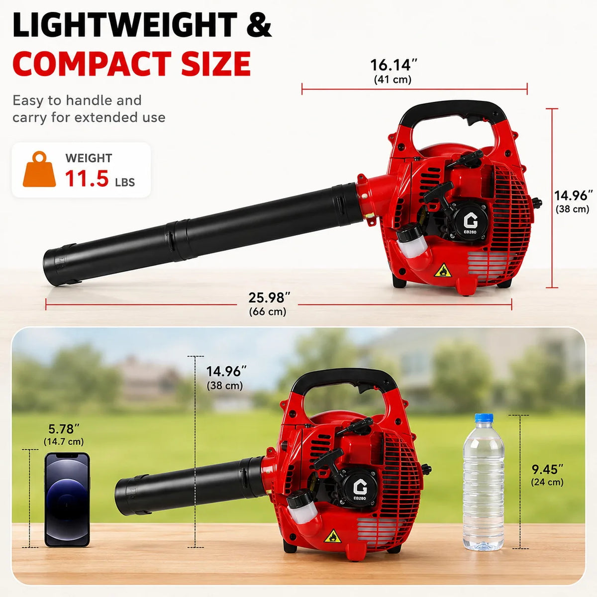 Lightweight Gas Powered Leaf Blower Handheld For Yard Cleanup Tasks