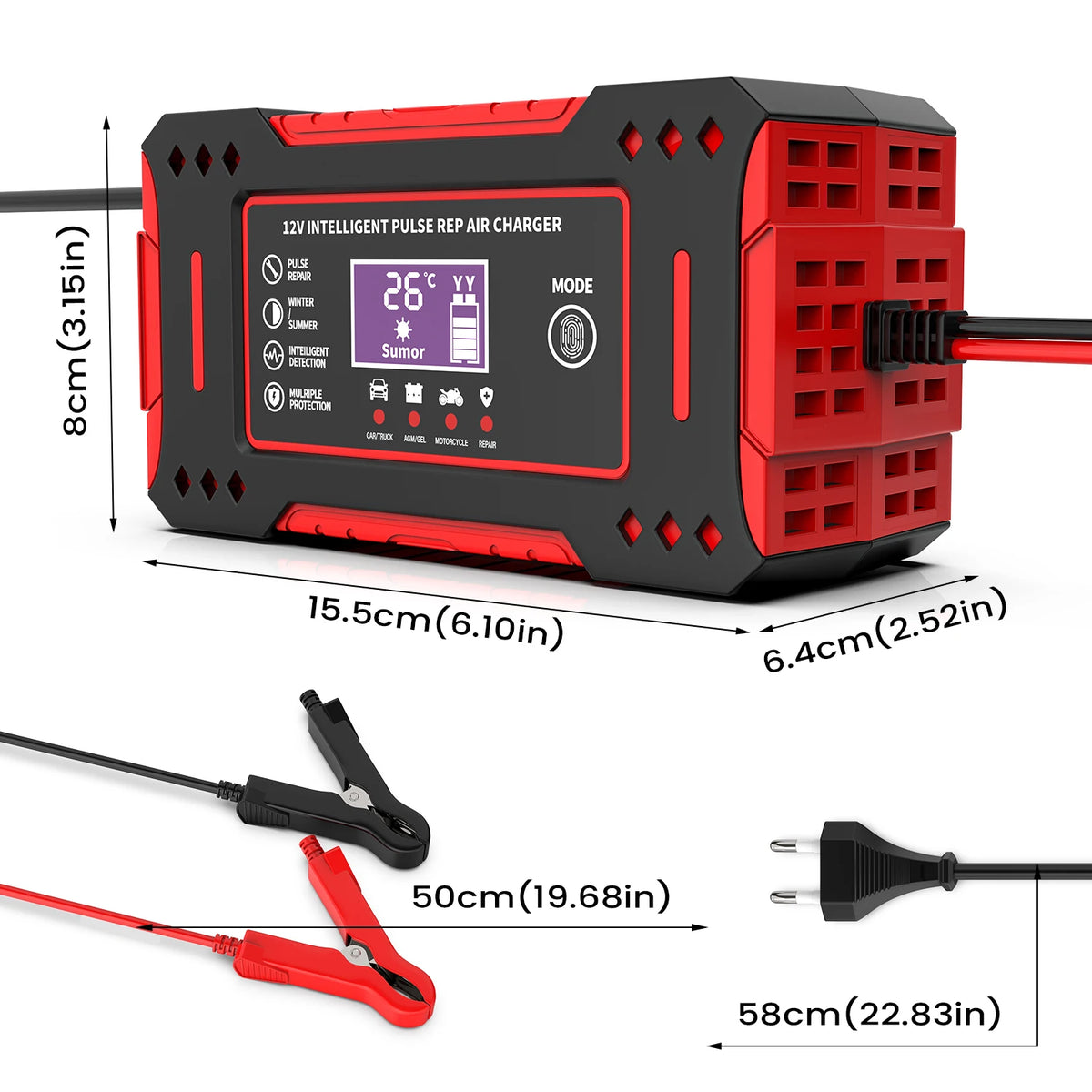 12V 6A Intelligent Car Battery Charger Lead Acid Pulse Repair