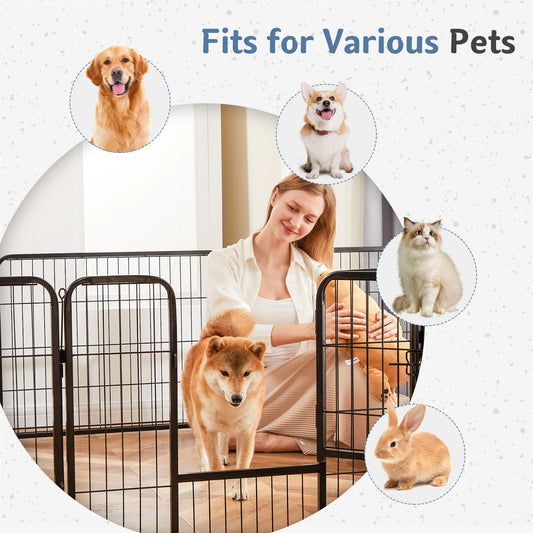 JHK Foldable Metal Dog Playpen Fence for Indoor Outdoor Exercise