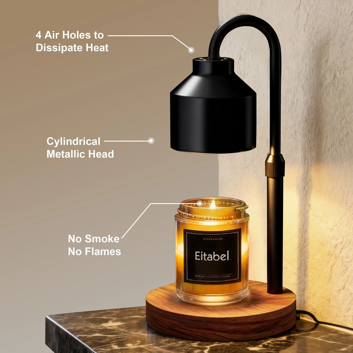 Electric Candle Warmer Lamp With Timer And Adjustable Height