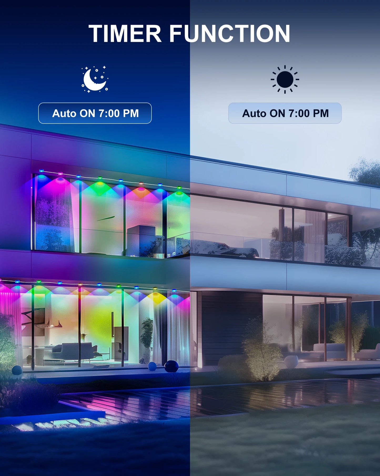 Aiopp RGBIC Outdoor Lights IP67 Waterproof With 100 Scene Modes
