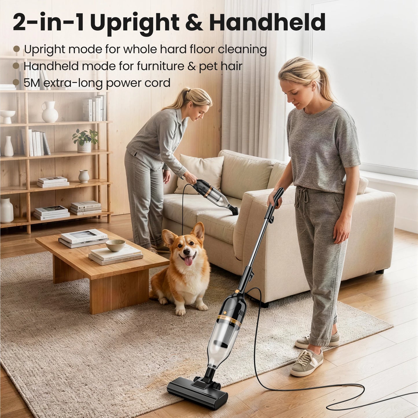 INSE 600W Corded Vacuum Cleaner 3-In-1 Handheld For Home