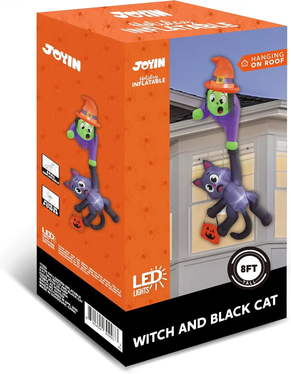 Halloween Witch Black Cat Inflatable Roof Decoration With LED Lights