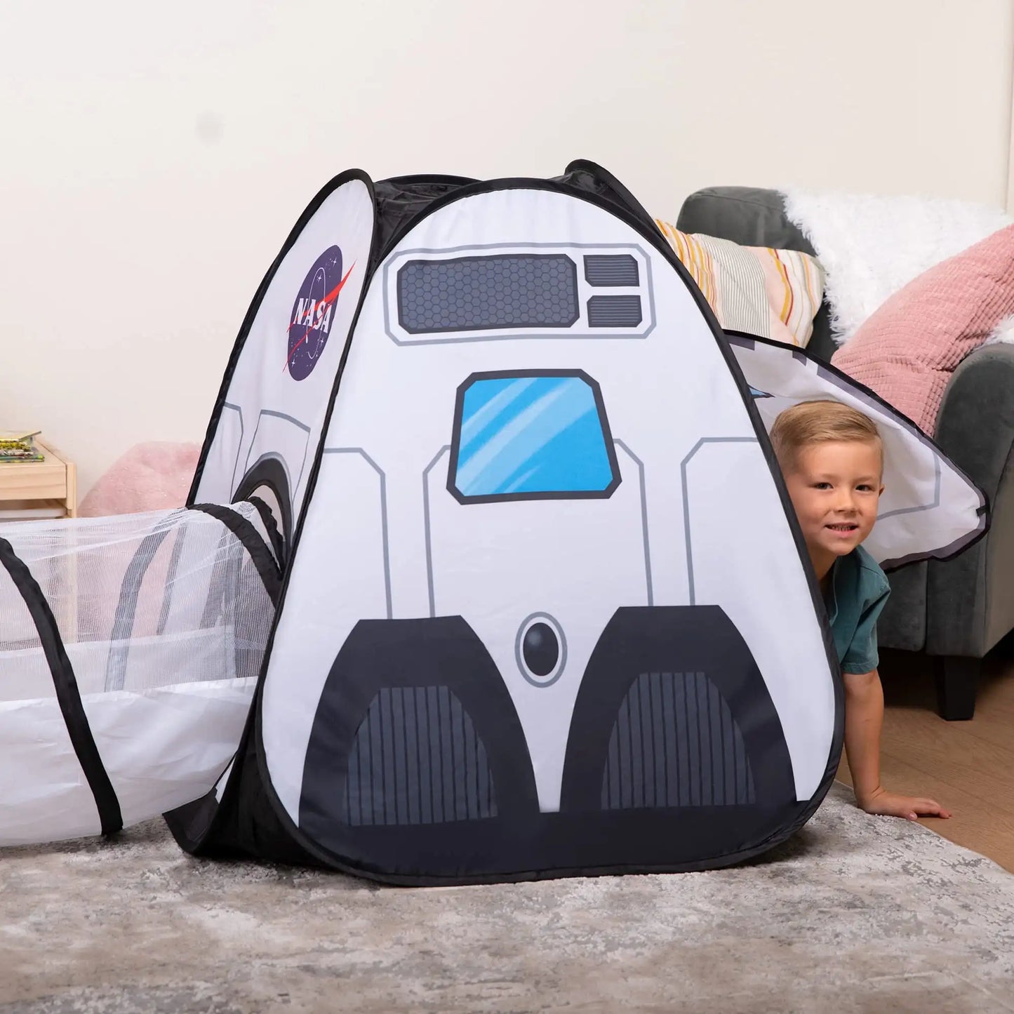 Joyfy Rocket Ship Play Tent Set With Tunnel 3 Piece Kids Playhouse Birthday Gift