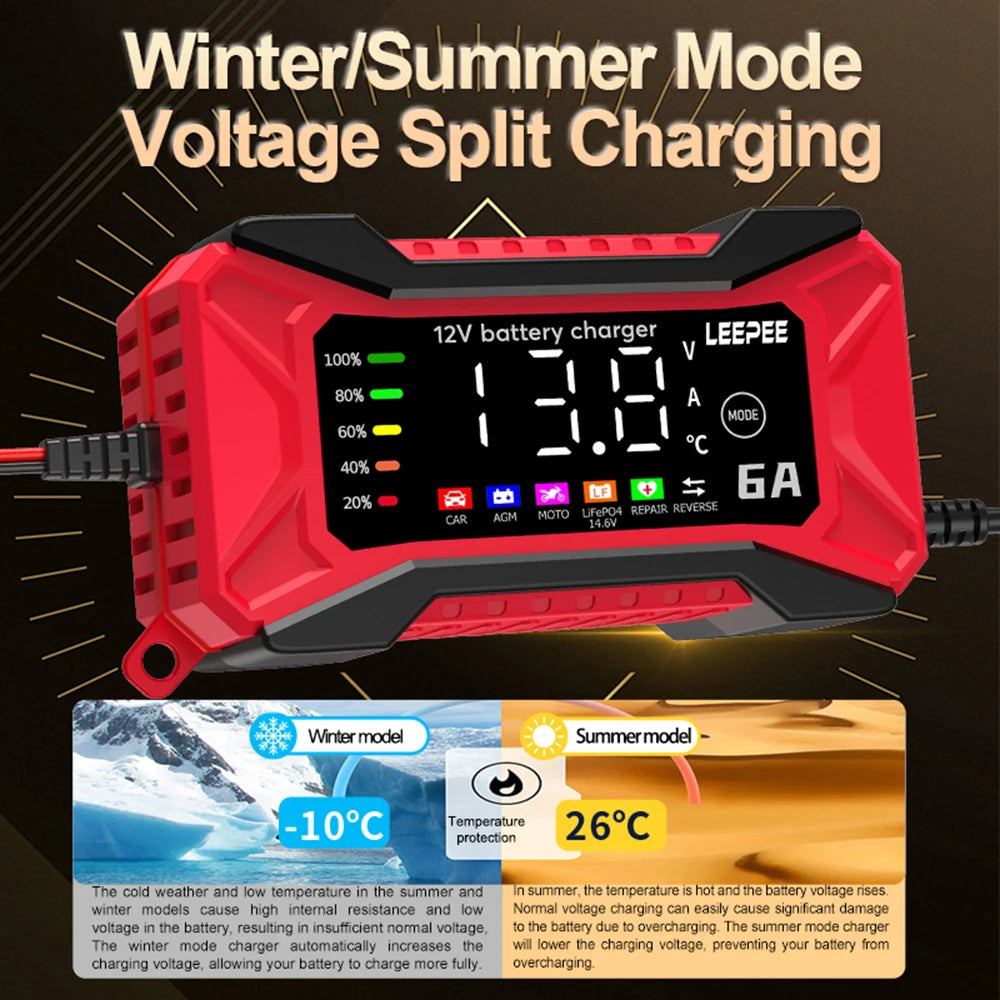 Automatic Smart Car Battery Charger Digital Lcd Pulse Repair Device