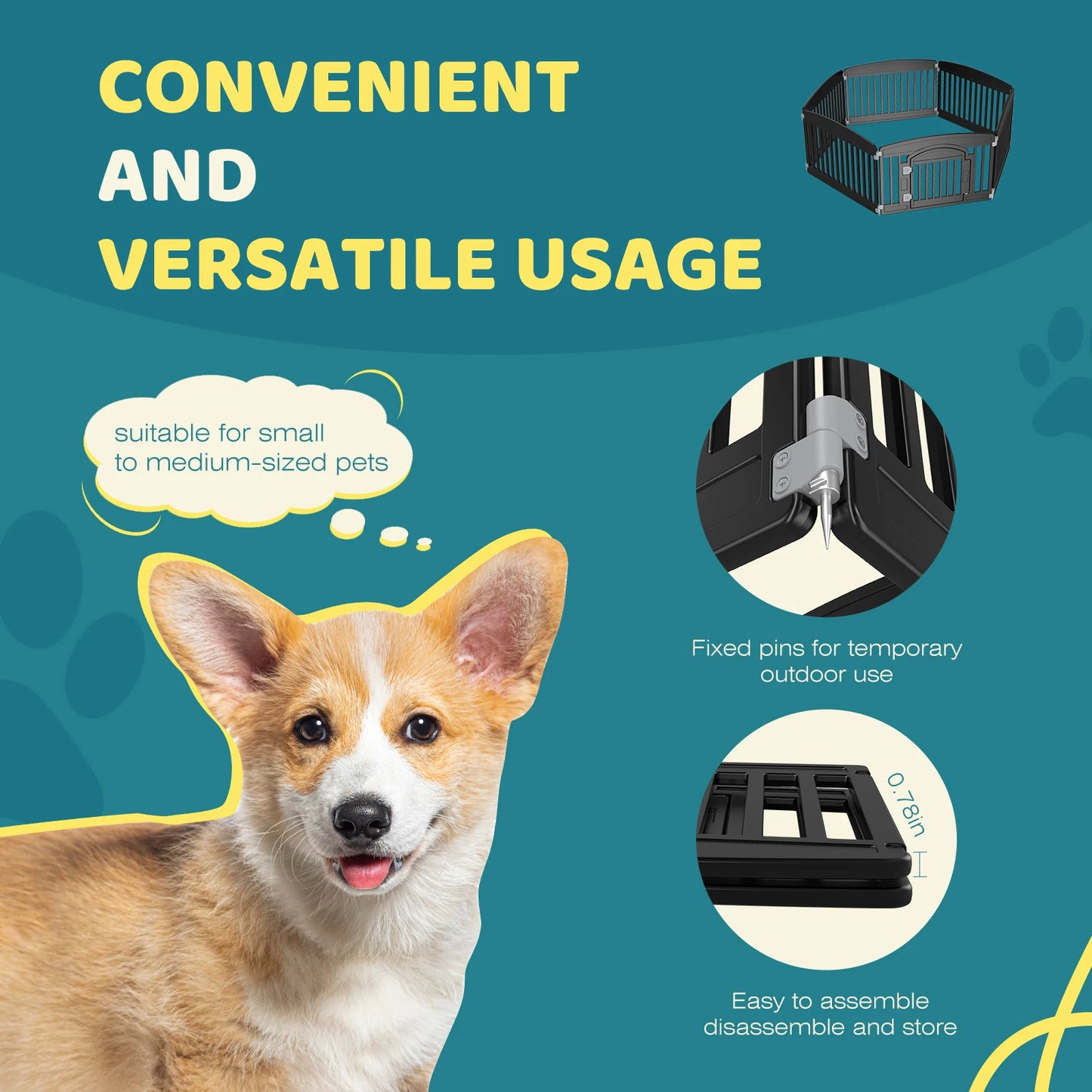 JHK Plastic Dog Playpen Expandable Pet Fence For Medium Dogs