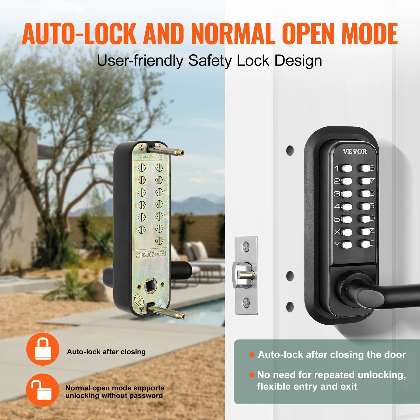 SucceBuy Mechanical Keyless Entry Door Lock With 14 Digit Keypad