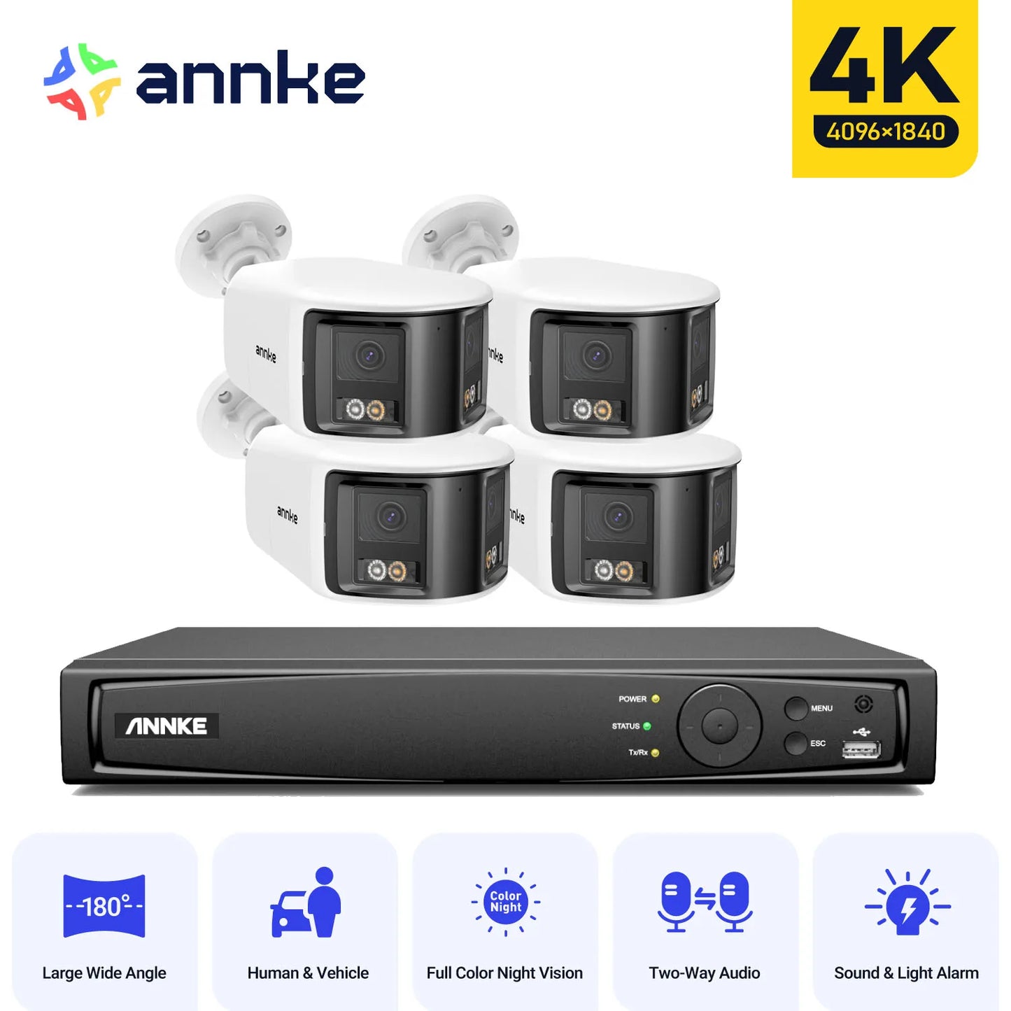 ANNKE 4K 8MP Panoramic Dual Lens Security Camera System