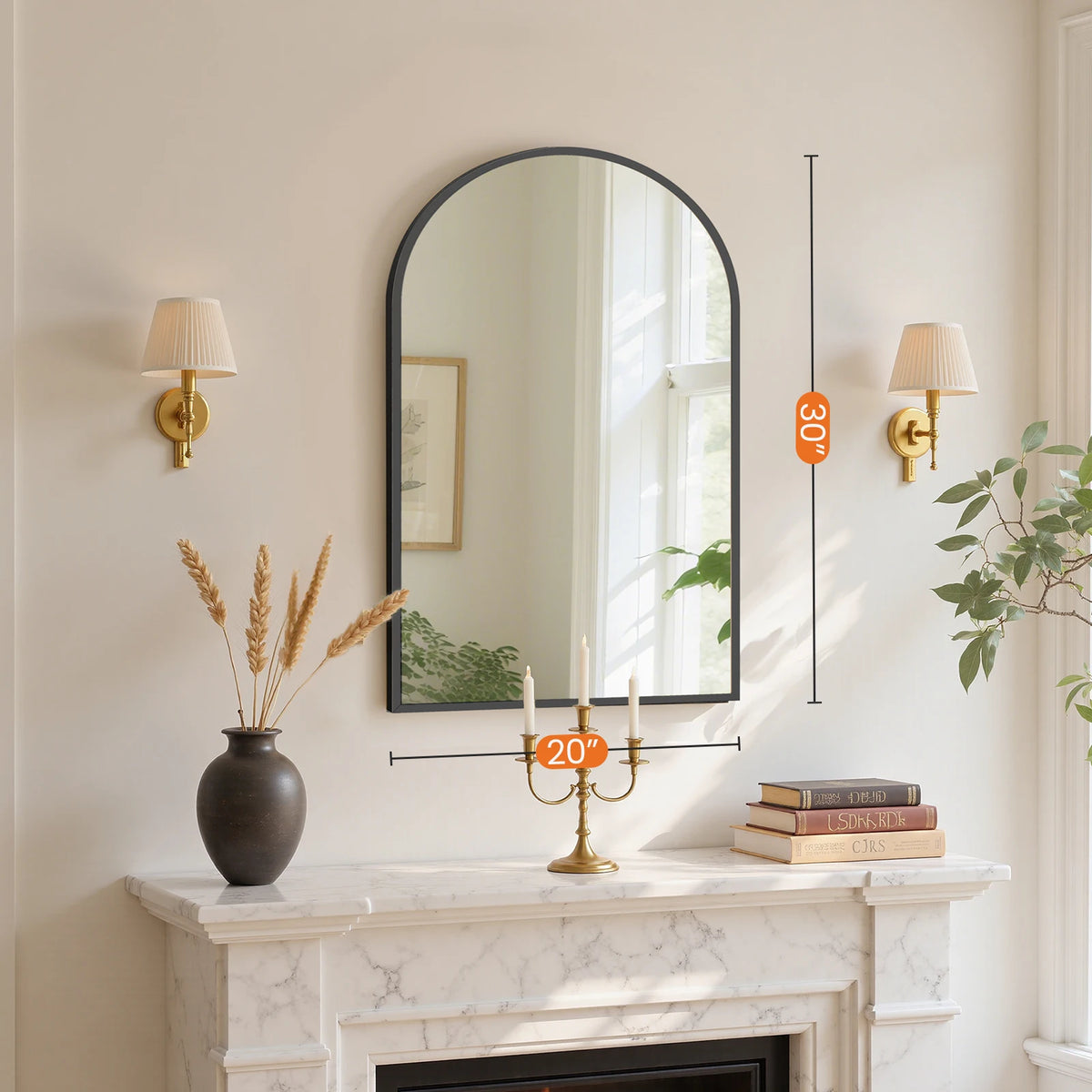 MCQ Arched Wall Mount Bathroom Mirror With Aluminum Frame