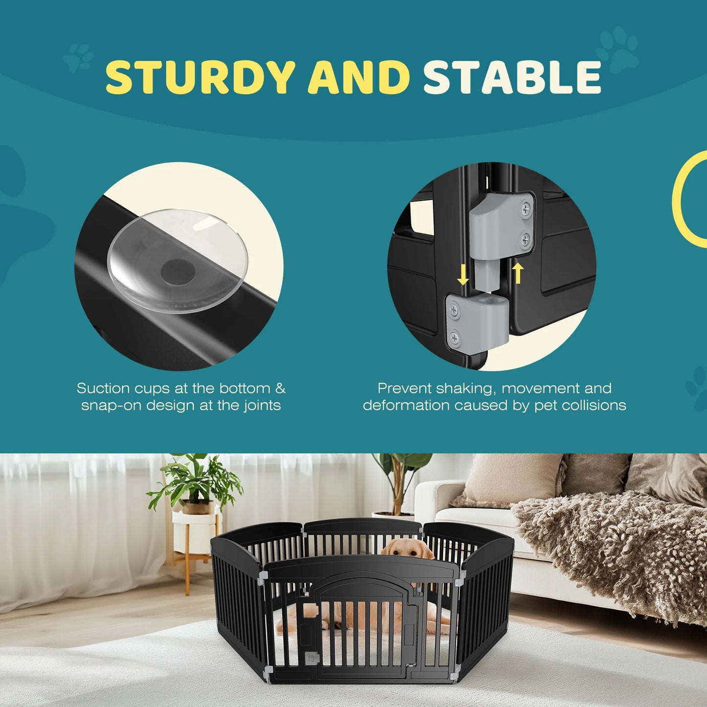 JHK Plastic Dog Playpen Expandable Pet Fence For Medium Dogs