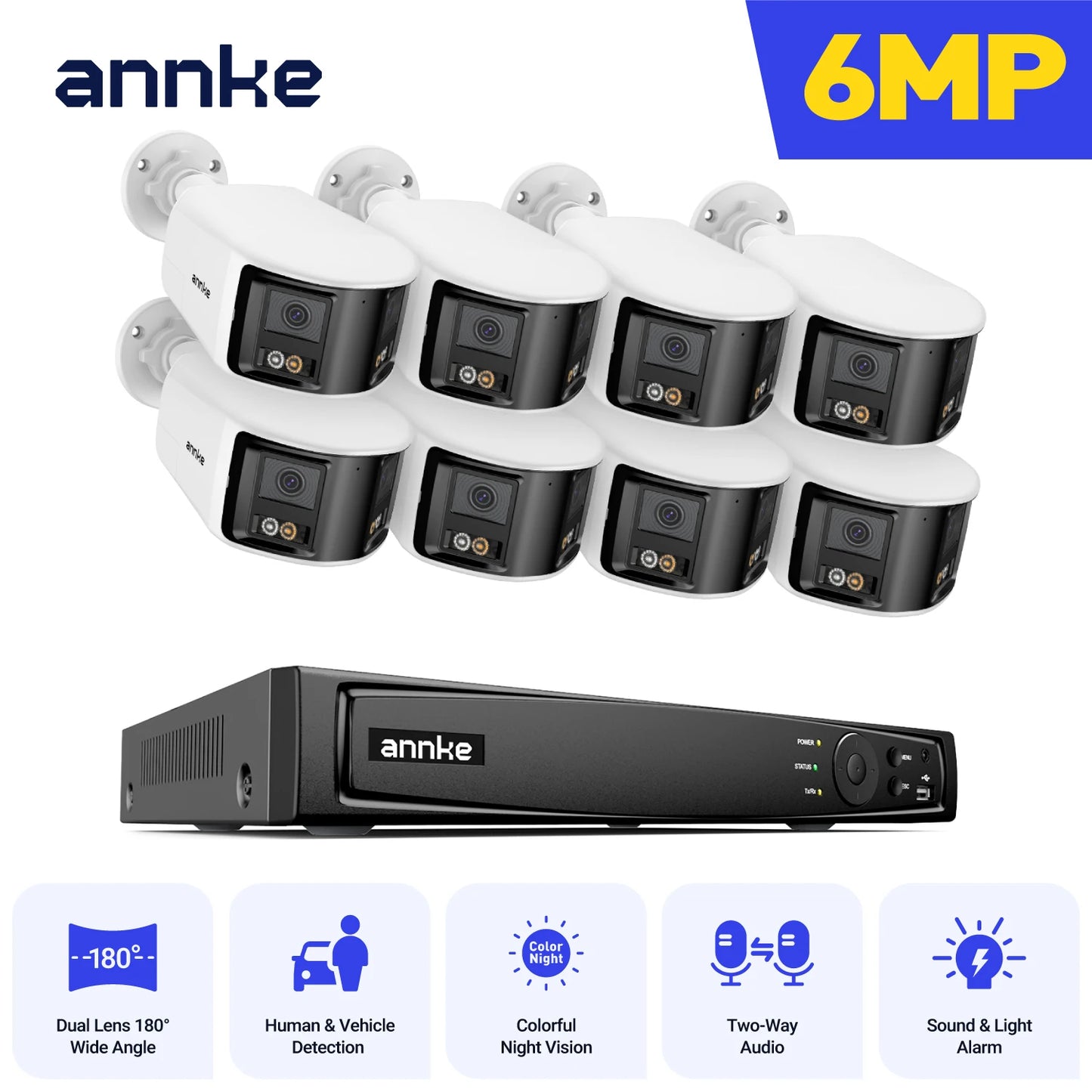 ANNKE 4K 8MP Panoramic Dual Lens Security Camera System