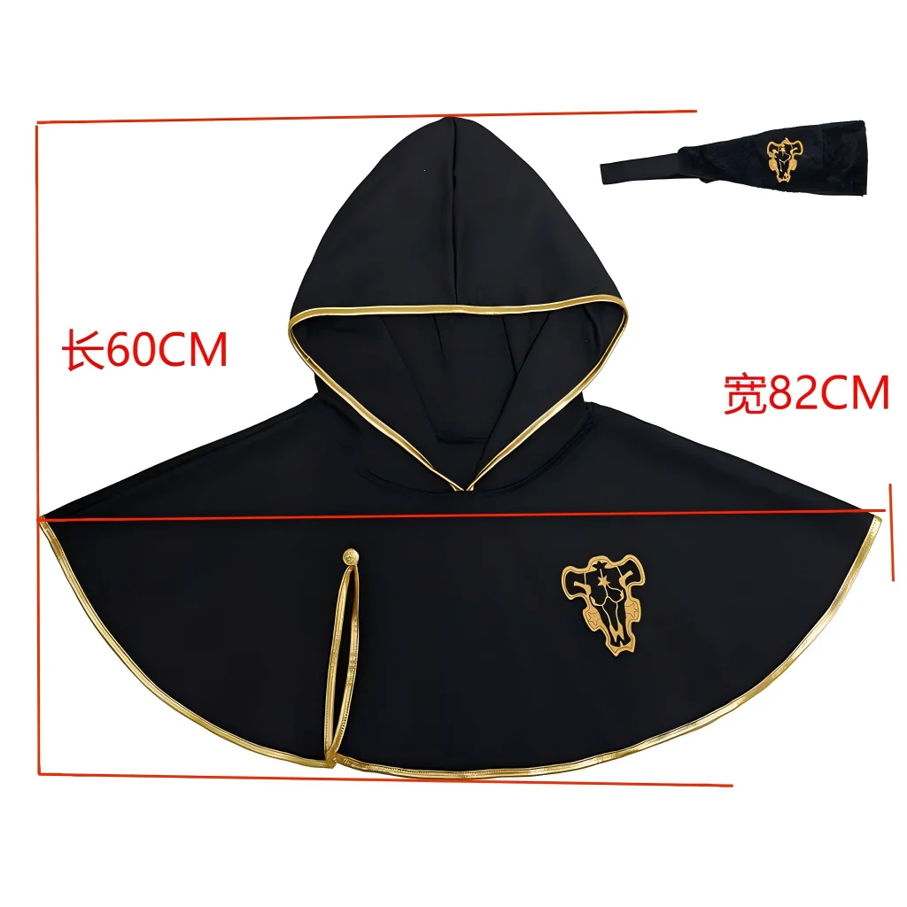 Black Clover Cosplay Hooded Cape Costume Set With Headband