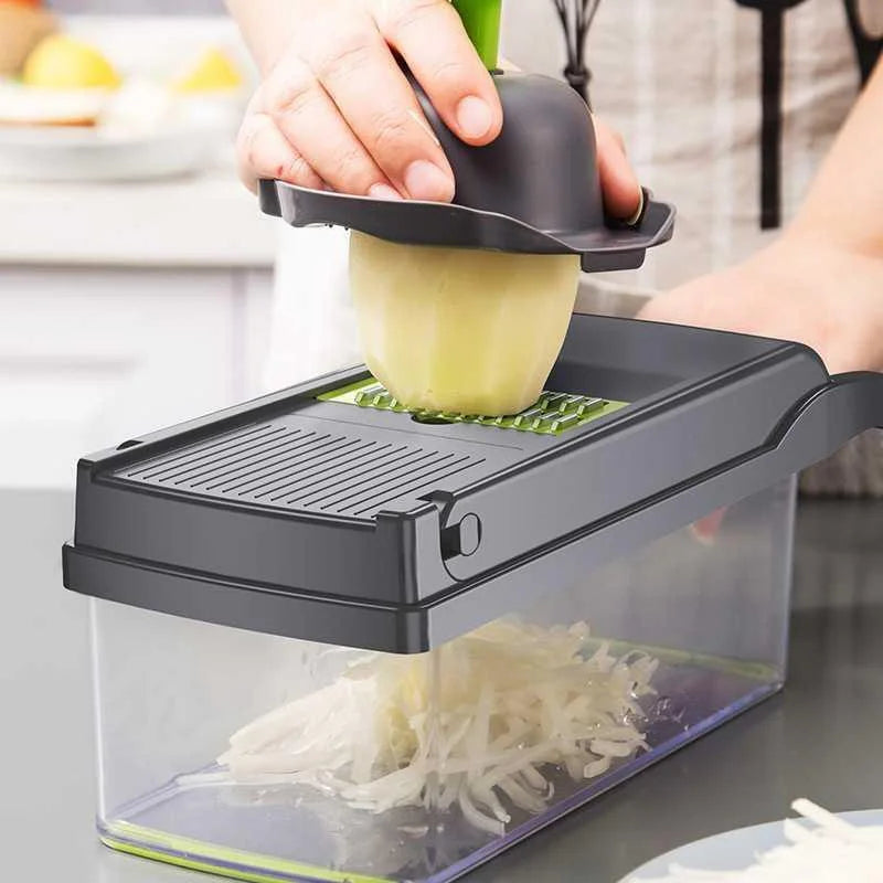 Bamboo And Stainless Steel Vegetable Cutter With Spare Blades