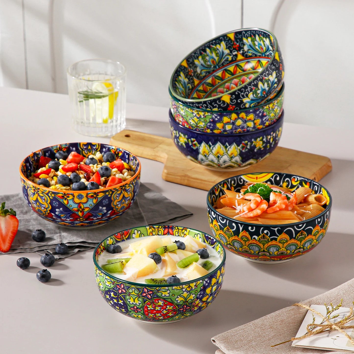 Malacasa 6 Or 12 Piece Bohemian Ceramic Soup Bowl Set