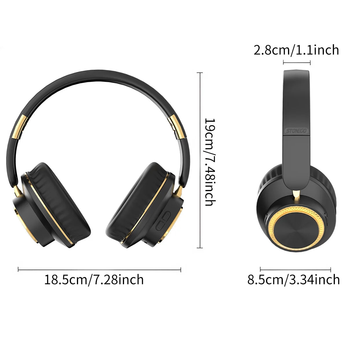 Stonego Foldable Bluetooth Headphones Featuring HiFi Stereo Sound And Comfort