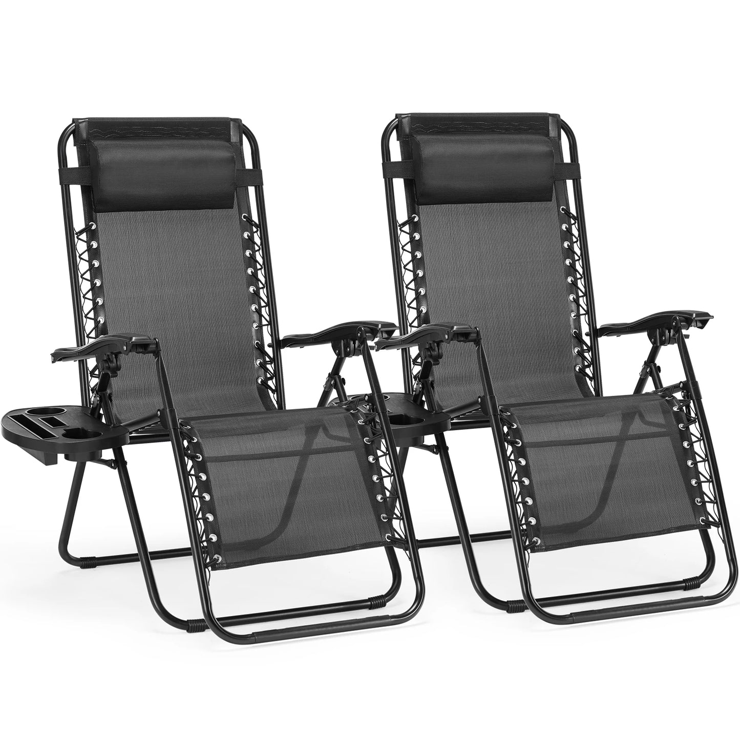 JHK Zero Gravity Portable Recliner Outdoor Lounge Chair Cup Holder
