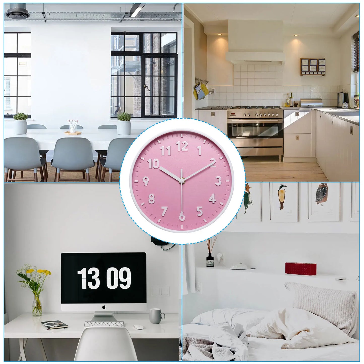 UXCELL Wall Clock Quartz Silent Battery Operated Round 3D Numbers