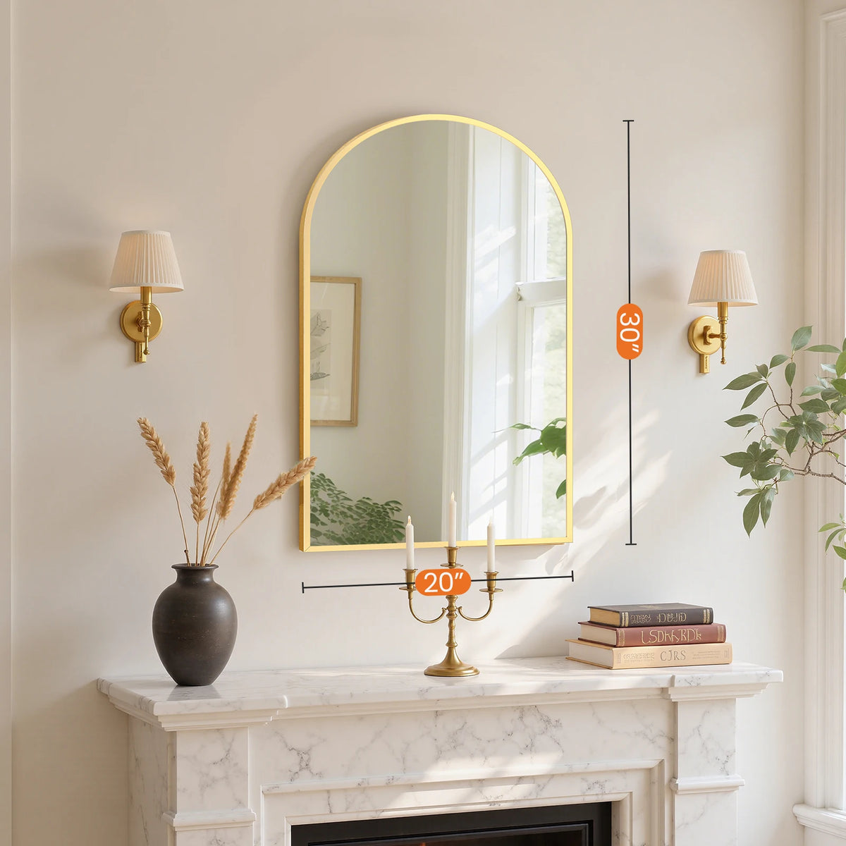MCQ Arched Wall Mount Bathroom Mirror With Aluminum Frame