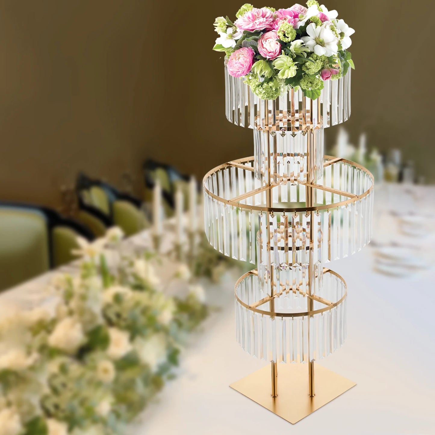 5-Tier Wedding Centerpiece Stand With Acrylic Flower Vases