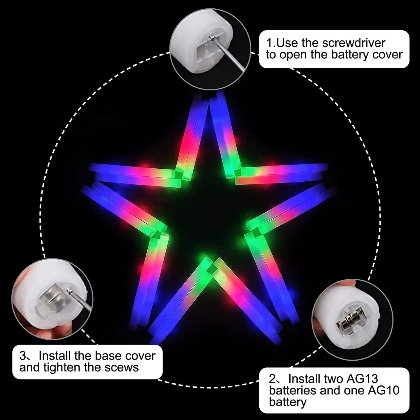 LED Foam Sticks 102Pcs Party Baton Wands With 3 Modes