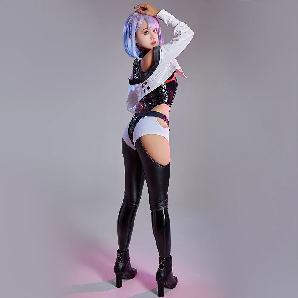 Miccostumes Women's Anime Cosplay PU Leather Bodysuit Costume Set