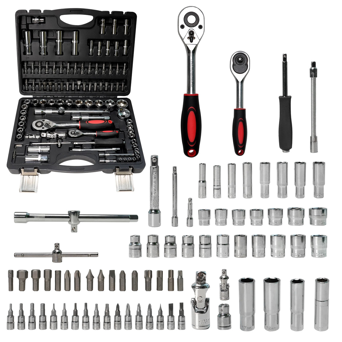 95 Piece Socket Wrench Set With Ratchets And Storage Case