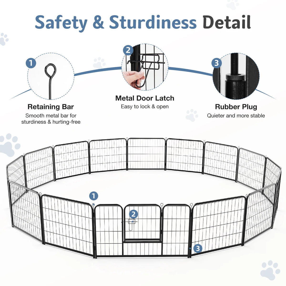 JHK Foldable Metal Dog Playpen Fence for Indoor Outdoor Exercise
